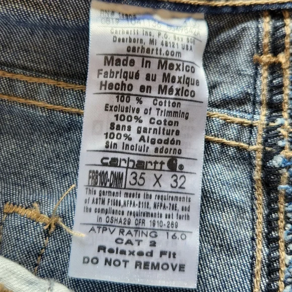 NWT Carhartt Flame Resistant Relaxed Fit Signature Blue Jean | Men's Size 35x32 - Picture 10 of 15